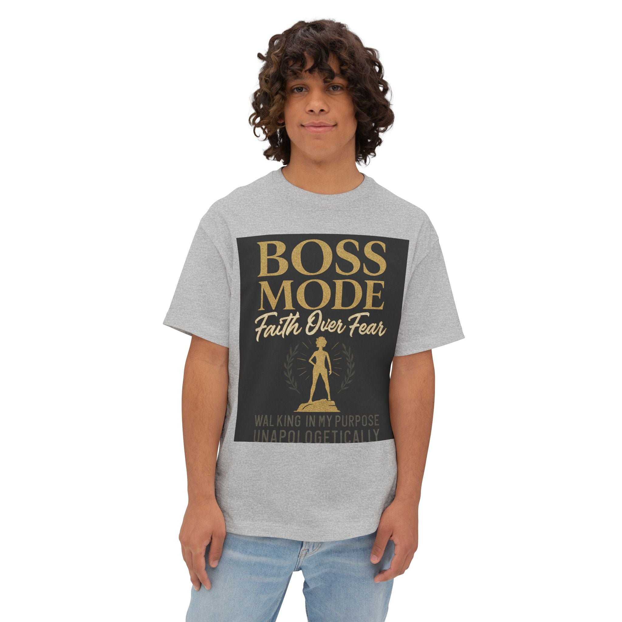 Boss Mode Oversized Tee - Faith Over Fear