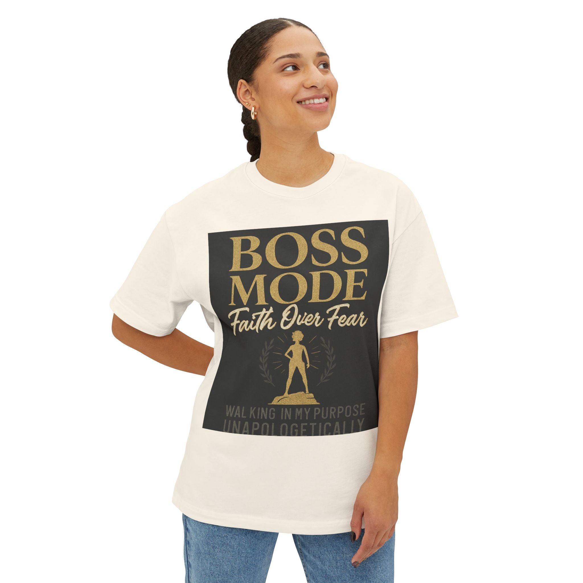 Boss Mode Oversized Tee - Faith Over Fear