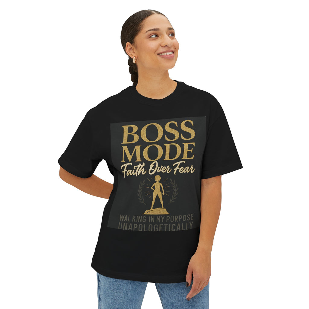 Boss Mode Oversized Tee - Faith Over Fear