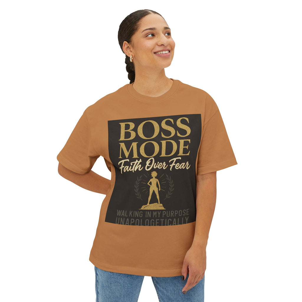 Boss Mode Oversized Tee - Faith Over Fear