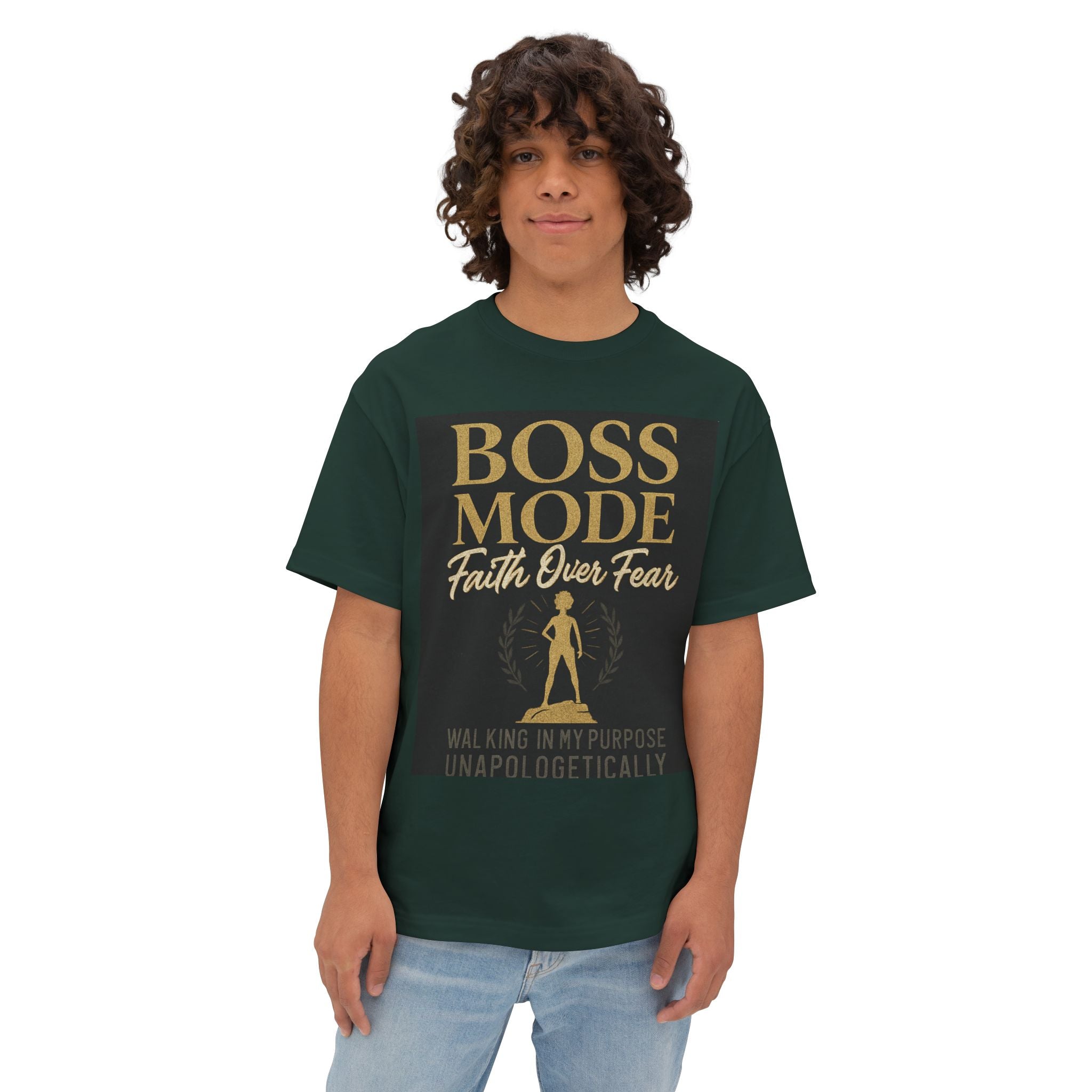 Boss Mode Oversized Tee - Faith Over Fear