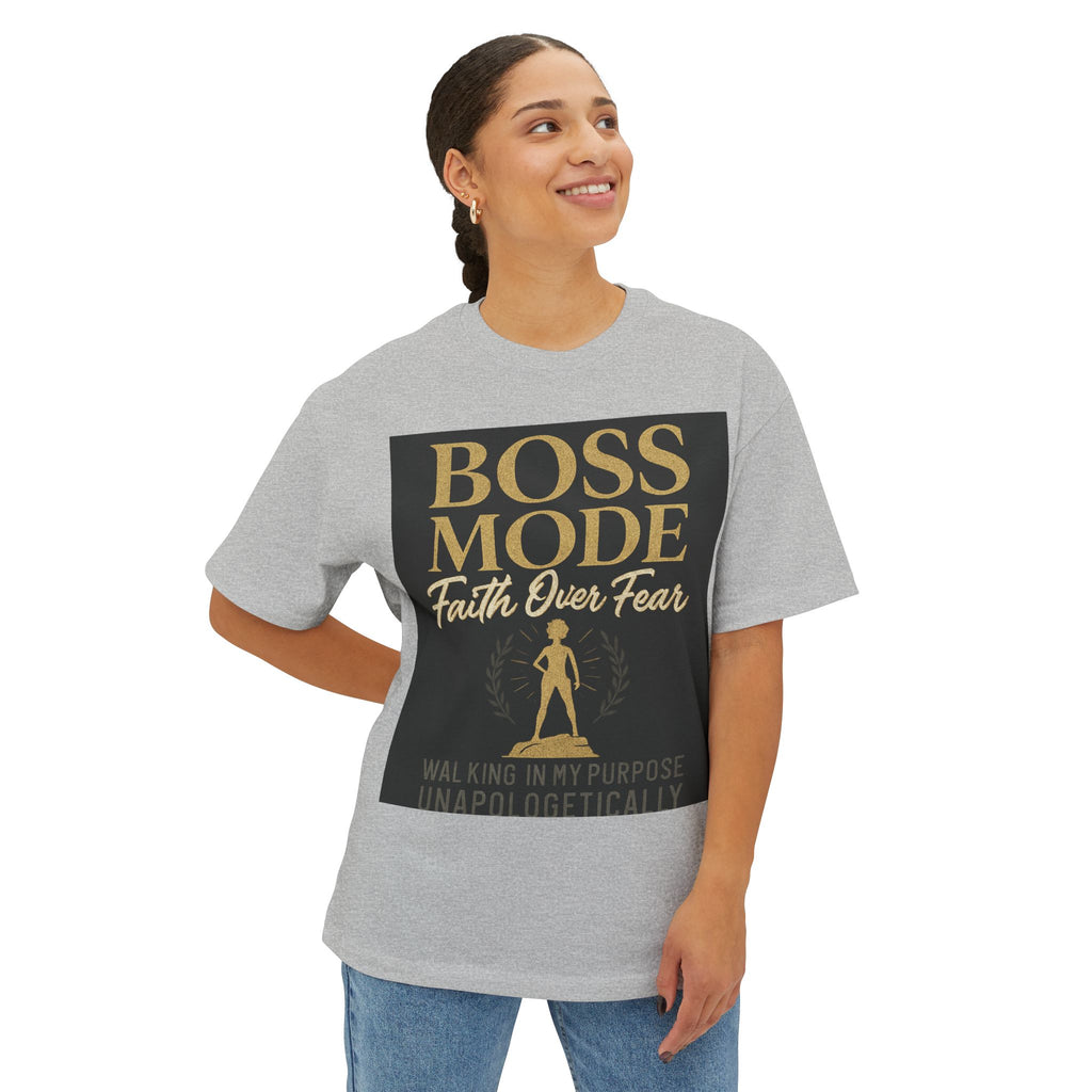 Boss Mode Oversized Tee - Faith Over Fear