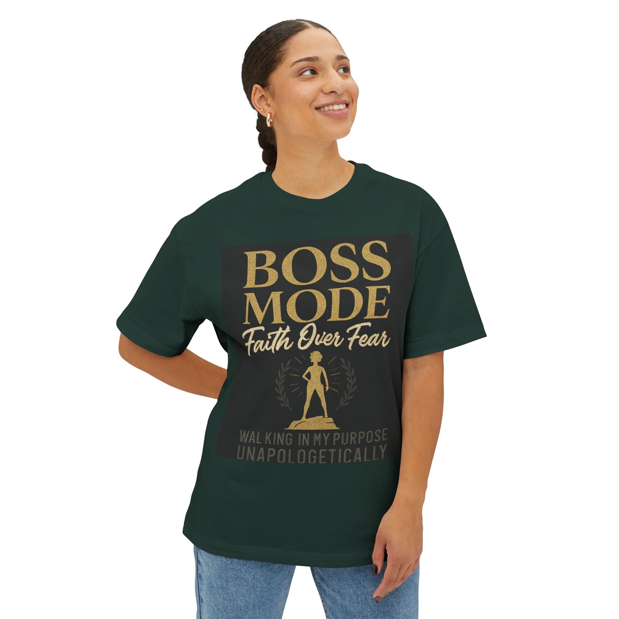 Boss Mode Oversized Tee - Faith Over Fear