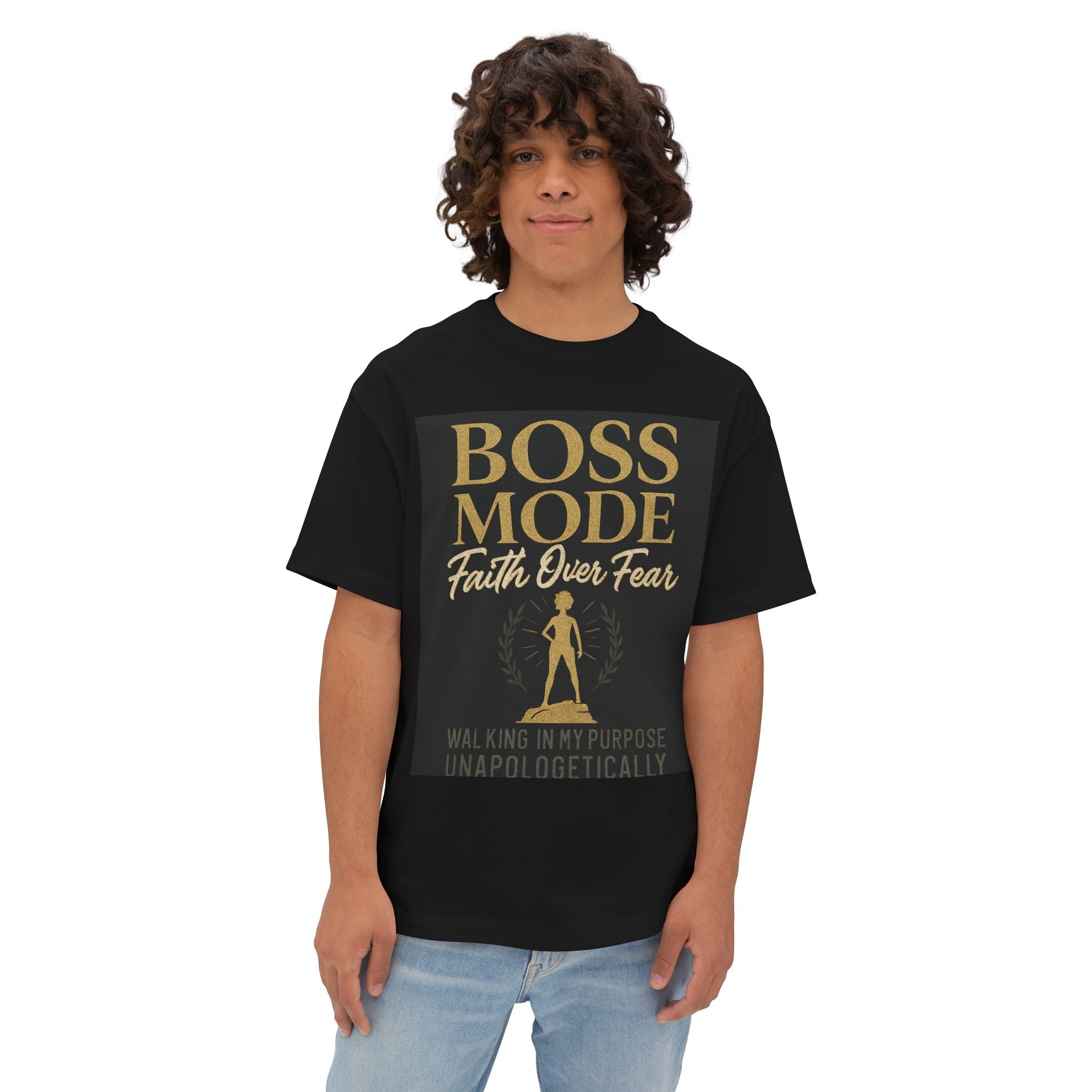 Boss Mode Oversized Tee - Faith Over Fear